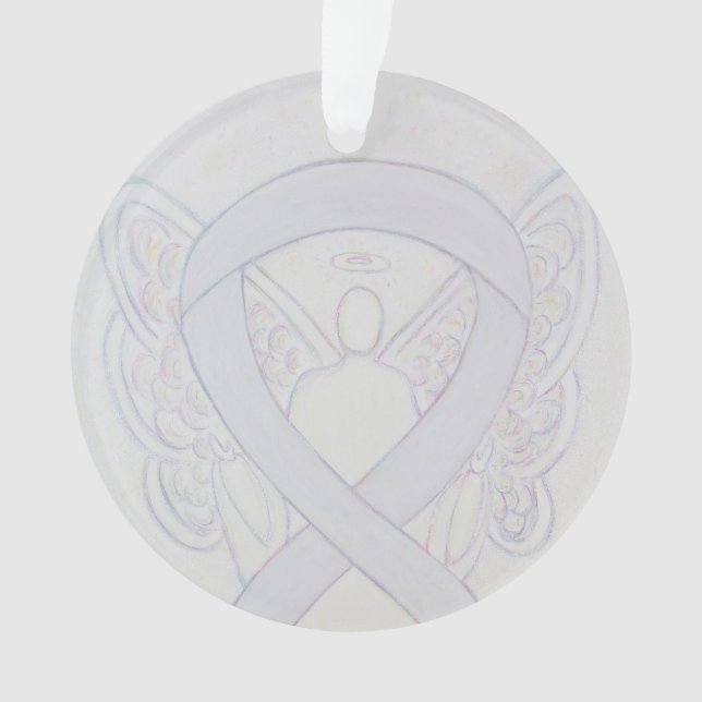 Pearl White Awareness Ribbon Angel Ornaments (Front)
