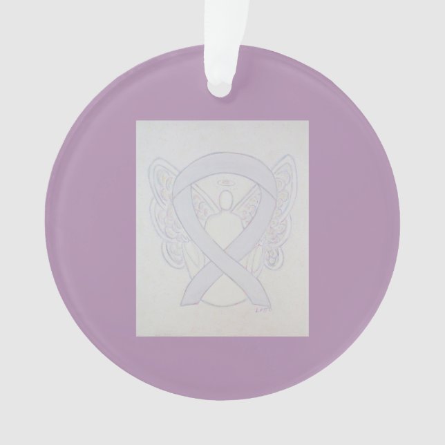Pearl White Awareness Ribbon Angel Ornaments (Front)