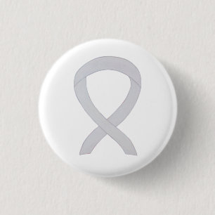 Pearl White Awareness Ribbon Custom Button Pins