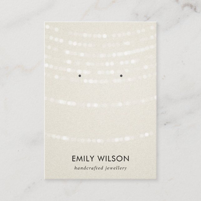 PEARL WHITE LIGHT STRINGS STUD EARRING DISPLAY BUSINESS CARD (Front)