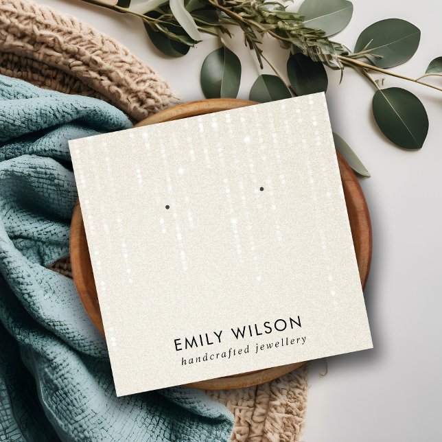 PEARL WHITE STRING LIGHTS STUD EARRING DISPLAY  SQUARE BUSINESS CARD (Creator Uploaded)