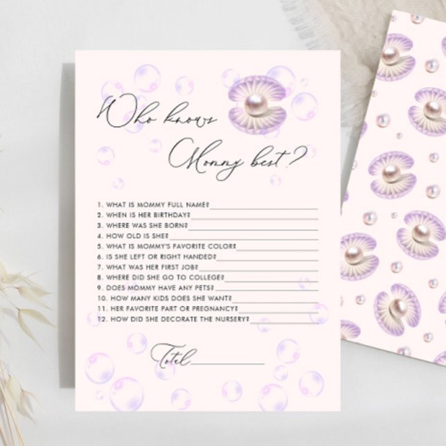 Pearl Who Knows Mummy Best Baby Shower Game (Creator Uploaded)