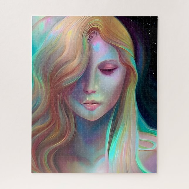 Pearlescent Fantasy Ai Art Pretty Ethereal Woman Jigsaw Puzzle (Vertical)