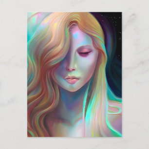 Pearlescent Fantasy Ai Art Pretty Ethereal Woman Postcard