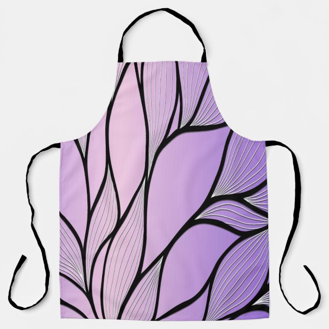 Pearlescent Purple Creative Leave Pattern  Apron (Front)