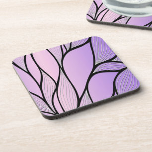 Pearlescent Purple Creative Leave Pattern Coaster
