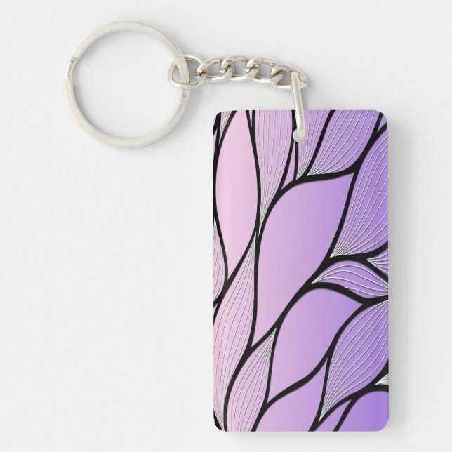 Pearlescent Purple Creative Leave Pattern  Key Ring (Front)