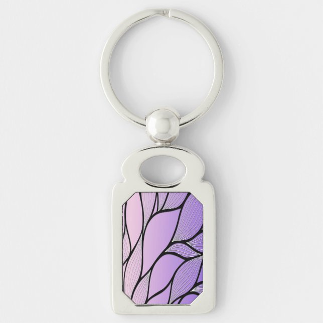 Pearlescent Purple Creative Leave Pattern  Key Ring (Front)