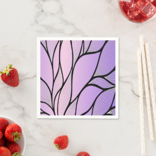 Pearlescent Purple Creative Leave Pattern  Napkin