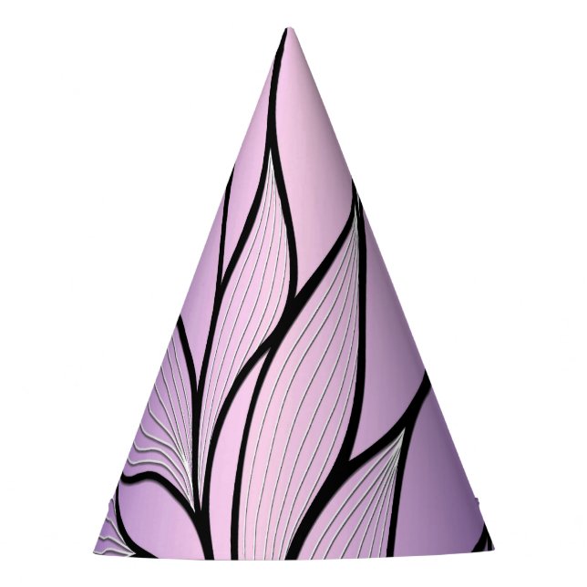 Pearlescent Purple Creative Leave Pattern  Party Hat (Front)