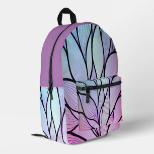 Pearlescent Purple Creative Leave Pattern  Printed Backpack