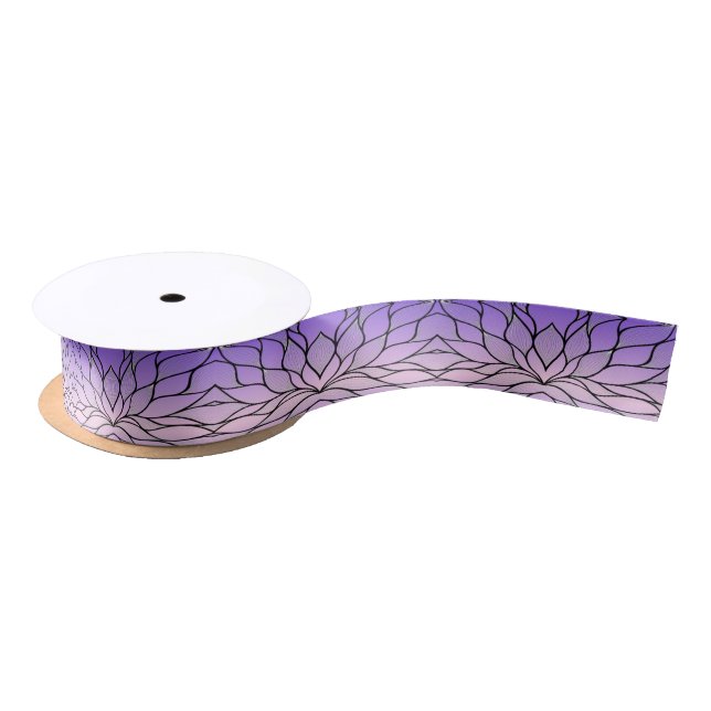 Pearlescent Purple Creative Leave Pattern  Satin Ribbon (Spool)
