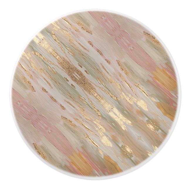 Pearlized Gold, Rose  Ceramic Knob (Front)