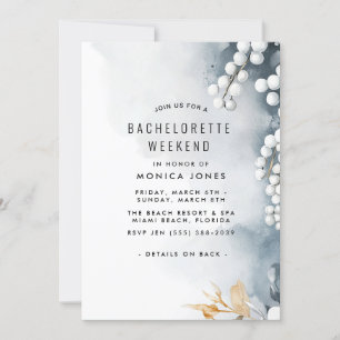 Pearls and floral Bachelorette Weekend party Invitation