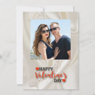 Pearls and Hearts with Personal Photo Holiday Card