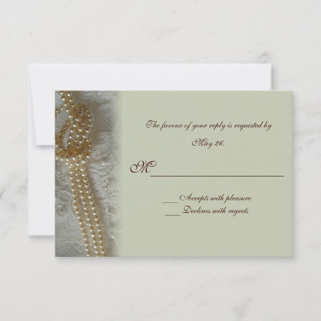 Pearls and Lace RSVP Card (Front)