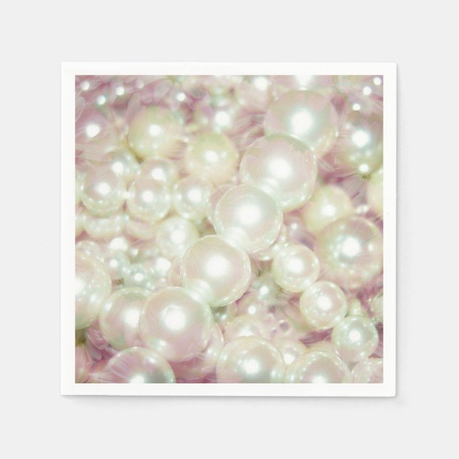 Pearls And Pink Daisy Napkin (Front)