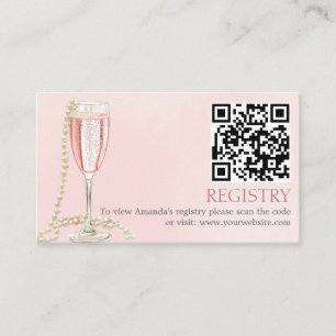 Pearls and Pink Prosecco Bridal Shower Registry Enclosure Card