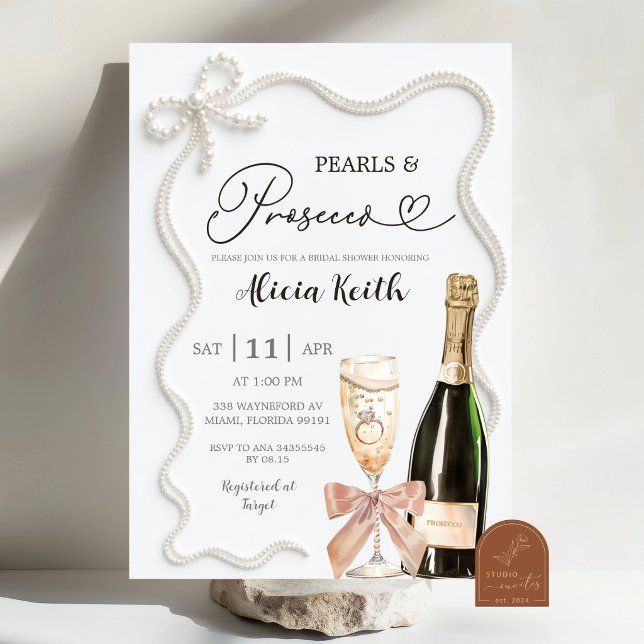 Pearls and Processo Bridal Shower Invitation (Creator Uploaded)
