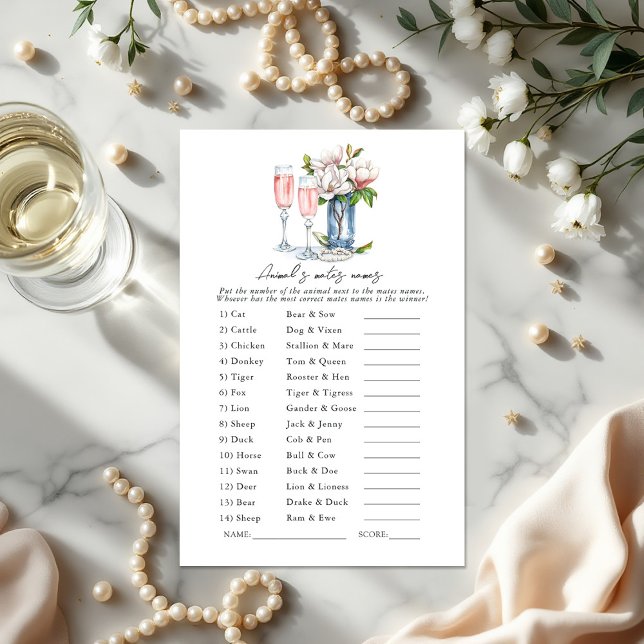 Pearls and Prosecco Animals & Mates Bridal Shower (Pearls and Prosecco Animals and Mates Bridal Shower Game)
