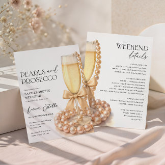 Pearls and Prosecco Bachelorette Weekend Itinerary Invitation