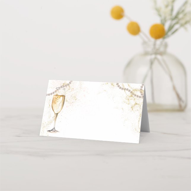 Pearls and Prosecco Blank Food Label or  Place Card (Front)