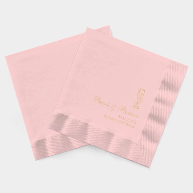 Pearls and Prosecco Bridal Foil Stamped Napkins (Back)