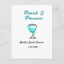 Pearls and prosecco bridal shower blue black name 