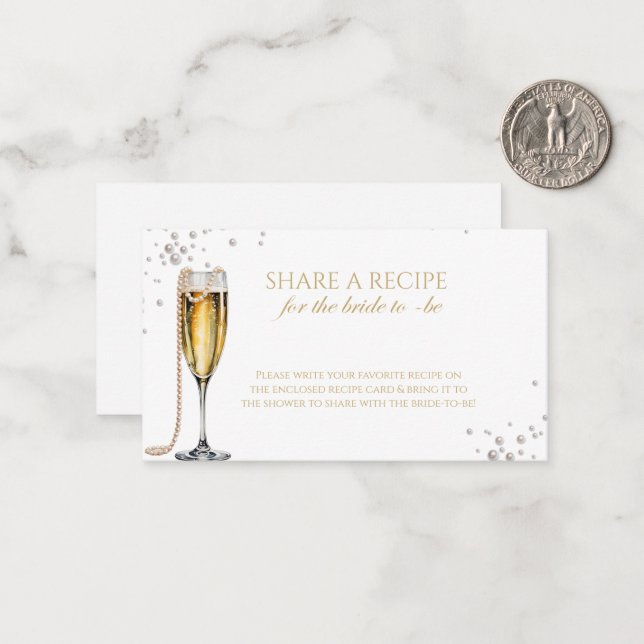 Pearls and Prosecco Bridal Shower, Bridal Brunch Card (Front/Back In Situ)