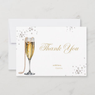 Pearls and Prosecco Bridal Shower, Bridal Brunch Thank You Card
