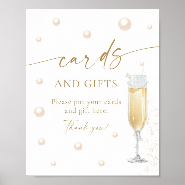 Pearls and Prosecco Bridal Shower Cards and Gifts  Poster (Front)