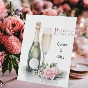 Pearls And Prosecco Bridal Shower Cards & Gifts Pedestal Sign
