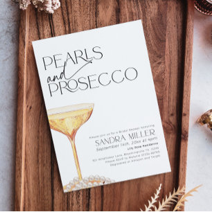 Pearls and Prosecco Bridal Shower Champagne Glass Invitation