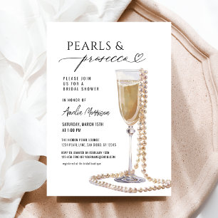 Pearls and Prosecco Bridal Shower Champagne  Invitation