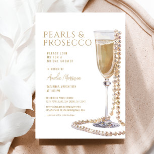 Pearls and Prosecco Bridal Shower Champagne Invitation
