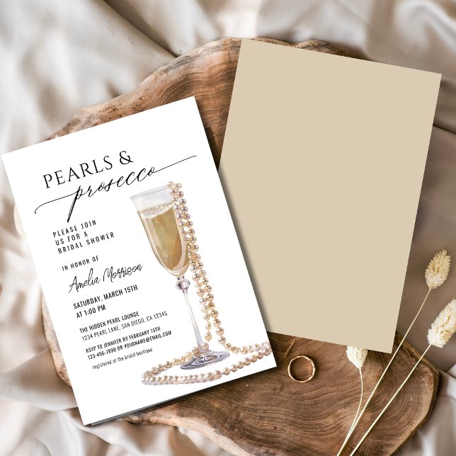 Pearls and Prosecco Bridal Shower Champagne  Invitation (Creator Uploaded)
