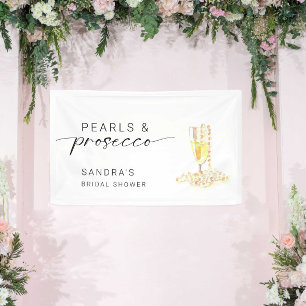 Pearls and Prosecco Bridal Shower Custom Minimal  Banner