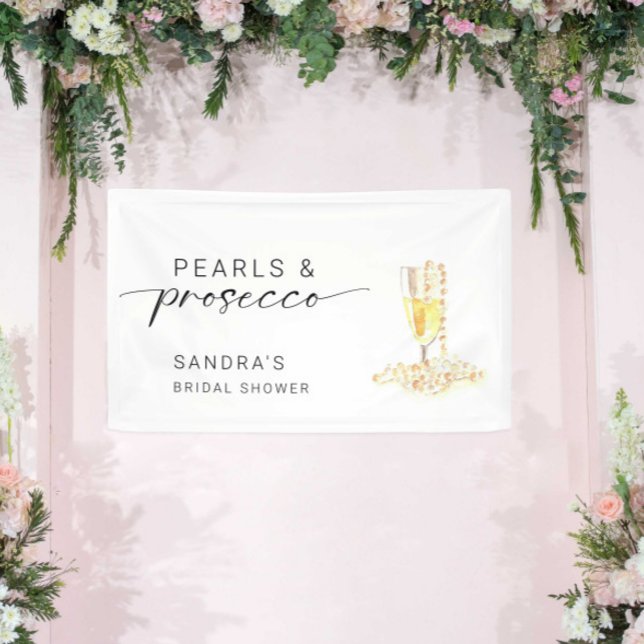 Pearls and Prosecco Bridal Shower Custom Minimal  Banner (Creator Uploaded)