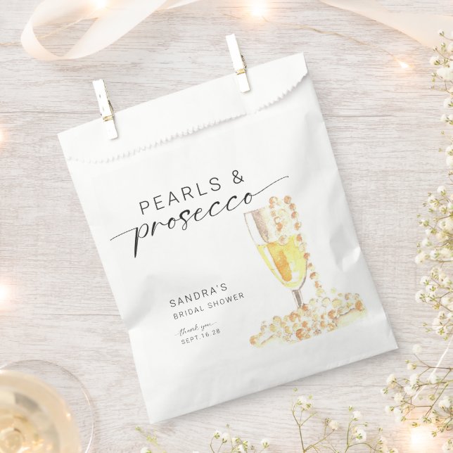 Pearls and Prosecco Bridal Shower Custom Minimal  Favour Bags (Clipped)