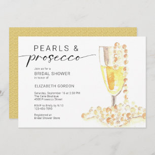 Pearls and Prosecco Bridal Shower Custom Minimal  Invitation
