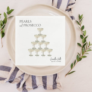 Pearls and Prosecco Bridal Shower Elegant Napkin