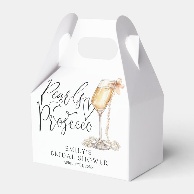 Pearls And Prosecco Bridal Shower Favour Box (Front Side)