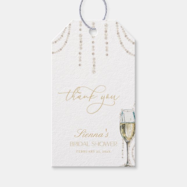 Pearls and Prosecco Bridal Shower Favour Tag (Front)