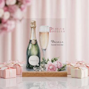Pearls And Prosecco Bridal Shower Favours Acrylic Sign