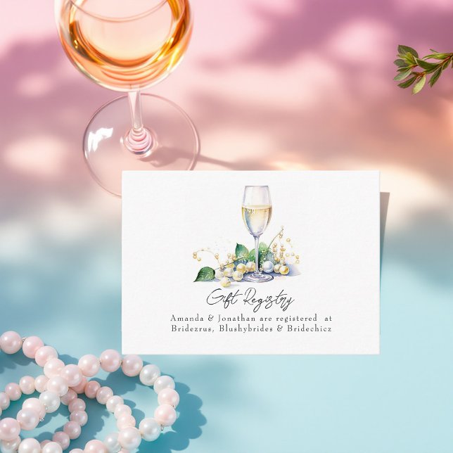Pearls and Prosecco Bridal Shower Gift Registry Enclosure Card (Pearls and Prosecco Bridal Shower Gift Registry Enclosure Card)