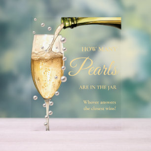 Pearls And Prosecco Bridal Shower How many Pearls Acrylic Sign