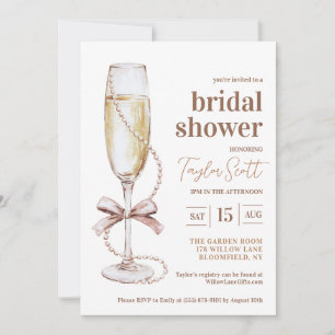 Pearls and Prosecco Bridal Shower Invitation