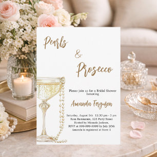 Pearls and Prosecco Bridal Shower Invitation