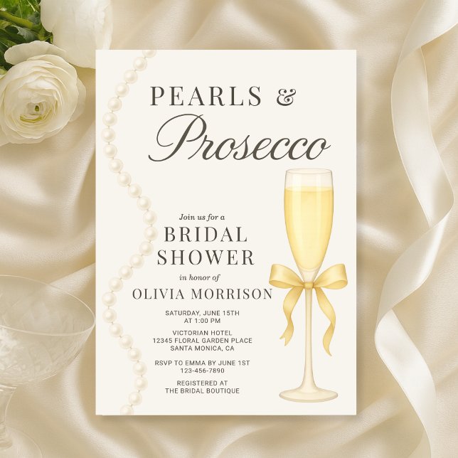 Pearls and Prosecco Bridal Shower Invitation (Creator Uploaded)