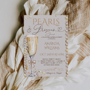 Pearls and Prosecco Bridal Shower  Invitation